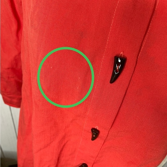 Fridaze Shirt 100% Linen Button Up Minimalist Lagenlook Size Large Orange Red - Picture 5 of 5